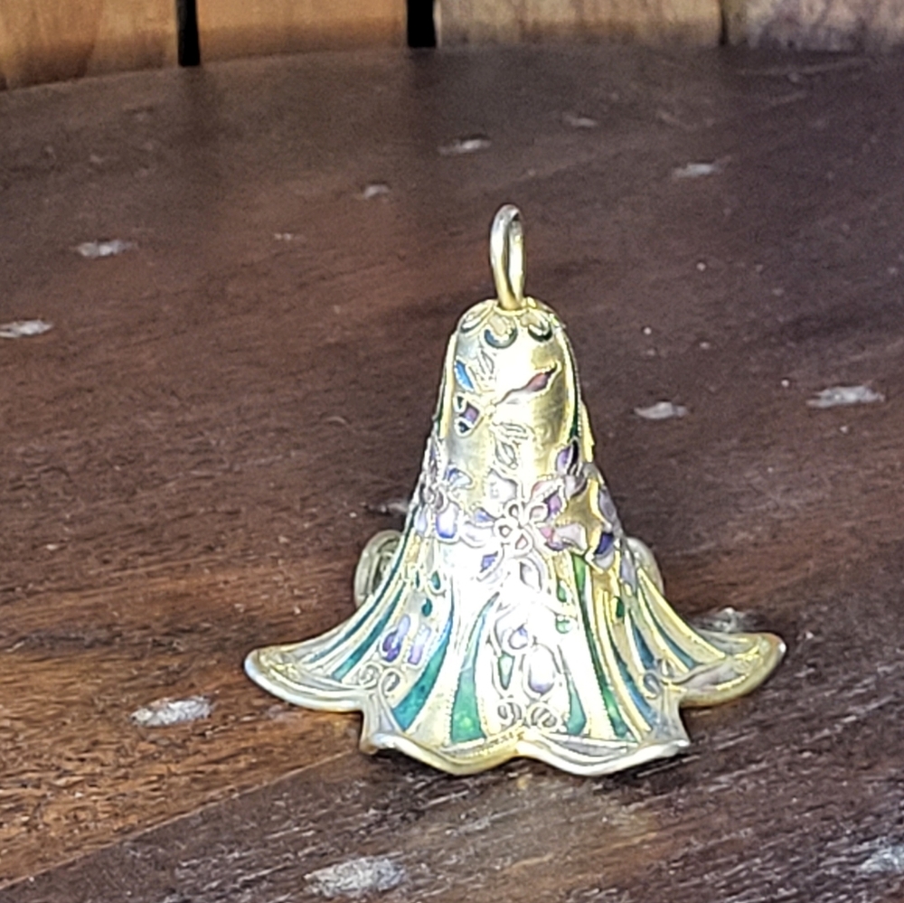 Floral Enamel Bell Ornament - Picture 9 of 15